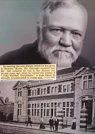ANDREW CARNEGIE 📜 Small newspaper article dated 9 June 1906 confirming  that the famous Andrew Carnegie had been present for the official opening  of Bromley Library. It read: 'In opening the new