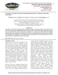 Also identified on the report structural pest control. Pdf Control And Prevention Of Biodeterioration Caused By Termites Isoptera