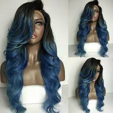 Black And Blue Wig Ombre Black Blue Wavy Lace Front Wig Beautiful Wig Etsy In 2020 Hair Styles Wigs For Black Women Beautiful Wigs