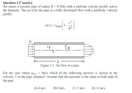 Solved Question 3 7 Marks Air Enters A Circular Pipe Of