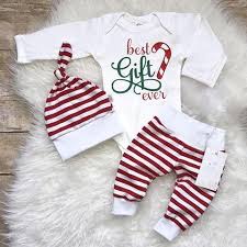 Outfits Sets Newborn Baby Tops Romper Bodysuit Christmas Outfit Set Footie Pajamas Beanie Cap Clothing Shoes Accessories