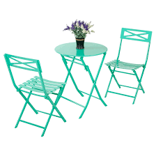 3pc Metal Patio Folding Bistro Set Turquoise Captiva Design Bistro Patio Set Outdoor Patio Furniture Sets Metal Patio Furniture