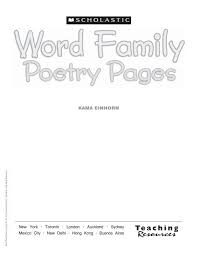 Read all poems for rap. Word Family Goethe International Charter School