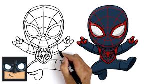 4.draw the body and a leg. How To Draw Miles Morales Spider Man