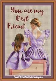 Mother daughter cross stitch patterns. Mother And Daughter In Lilac Color Dress Cross Stitch Pdf Etsy Cross Stitch Cross Stitch For Kids Cross Stitch Patterns