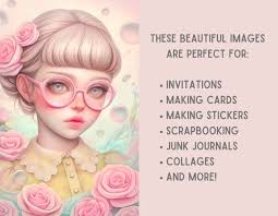 Aquarell Pastell Frühling Mädchen Clipart Schöne Mädchen Kunst JPG  Digitales Bild Downloads für die Kartenherstellung Scrapbook Junk Journal  Papierhandwerk