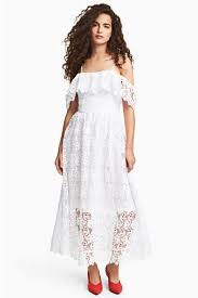 Sukienka Z Odkrytymi Ramionami Bialy Ona H M Pl Uzun Elbise Elbise Modelleri The Dress