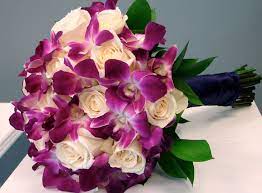 Renee S Bouquet Cream Roses And Purple Dendrobium Orchids Birthday Flowers Bouquet Birthday Flowers Flower Bouquet Pictures