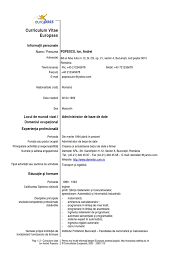 Ce modèle de cv europass est gratuit et entièrement modifiable avec word ou open office (couleurs, textes, etc.). Curriculum Vitae Europass Download Free Romana