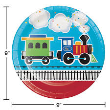 All Aboard Train Paper Plates, 8 ct
