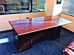 Is there a simple way to take the top off the desk so it will fit through the doors? Sauder Heritage Hill Executive Desk Assembly Service In Washington Dc By Furniture Assembly Experts Company Furniture Assembly Furniture Furniture Movers