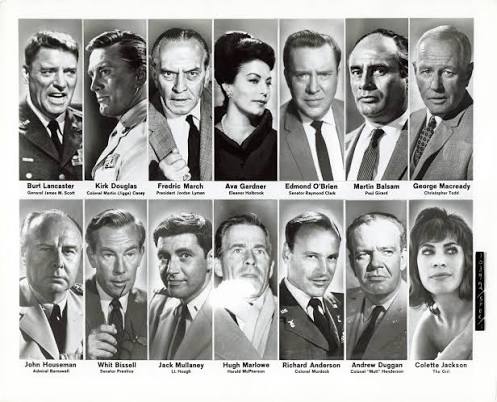 The cast of John Frankenheimer's SEVEN DAYS IN MAY (1964)