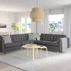 MORABO Sectional, 5-seat corner, Gunnared dark gray/wood Ikea