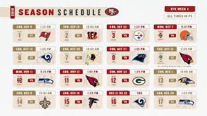Kickoff is set for 7:30 p.m. San Francisco 49ers On Twitter Now That The 2019 49ers Schedule Is Out Take A Look At All The Stats And Figures Ahead Of Each Matchup Https T Co Pvglfuqirb Https T Co Ohguuqxg4a