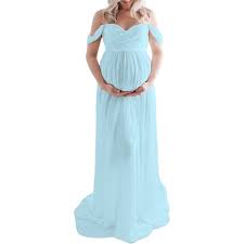 Maxi Maternity Dress For Photography Off Shoulder Chiffon Gown Photoshoot Props Split Front Pregnancy Dresses Walmart Com