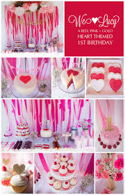 It's the ultimate source of party inspiration! First Birthday Collage Jpg 1 131 1 754 Pixels Heart Themed Birthday Valentines Birthday Party Baby Birthday Party Girl