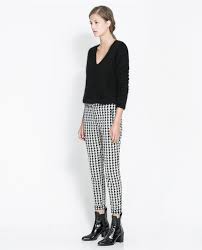 Black And White Houndstooth Pants Image 1 Of Houndstooth Trousers From Zara
