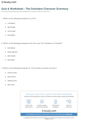 quiz worksheet the outsiders character summary study com