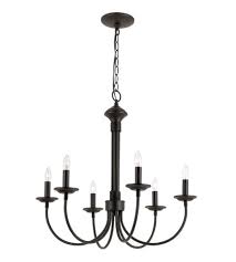 Trans Globe Lighting 9016 Bk Candle 6 Light 24 Inch Black Chandelier Ceiling Light