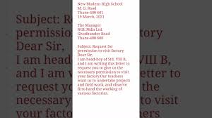 To, general manager/hr manager/factory head (address it to the decision making authority) Write A Letter To The Manager Seeking Permission For Factory Visit Request For Factory Visit Shorts Youtube