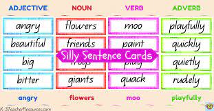 So adverbs describe the action of verbs, but hold, wait. Making Silly Sentences Using Adjective Noun Verb Adverb Cards Http Www K 3teacherresource Nouns Verbs Adjectives Nouns And Adjectives Nouns And Verbs