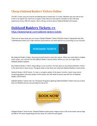 Cheap Oakland Raiders Tickets Online By Ticket Original Issuu