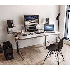 Carnegie Computer Gaming Desk Black Gray Jamesdar In 2021 Computer Desks For Home Gaming Desk Gaming Desk Black