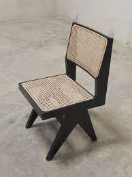 pierre jeanneret dining chair in black dining chairs leather chair with ottoman interior furniture