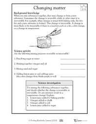 Worksheets Word Lists And Activities Greatschools Changes In Matter Science Worksheets Matter Science