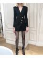"Cézanne" Short dress wrap design and long sleeves Size Small Color Black