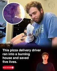 This pizza delivery driver is named Nick Bostic and what he did is  unbelievable. He pulled up to make a delivery and saw a house completely on  fire. Instead of leaving or