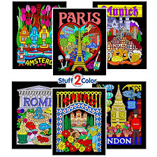 Day of the dead with black and white background round. Stuff2color Fuzzy Velvet Coloring Pages Paris Rome Madrid Amsterdam London And Munich Educational Toys Planet