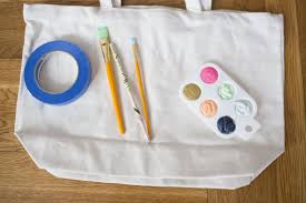 B) using a paper plate, dab off excess. Diy Painted Canvas Tote Bag