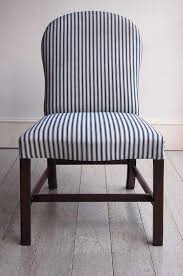 Traditionally Made Classic And Timeless Dining Chair Upholstered In Striped Blue White Ticking With Hand Stitc Upholstered Dining Chairs Chair Dining Chairs