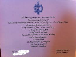 Warrant Officer Commissioning Invitation Warrant Officer United States Naval Academy Naval Academy