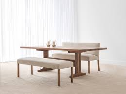 Bench seating will take up less room than individual chairs and make your dining table more flexible. Dining Table With Bench Natural Wood