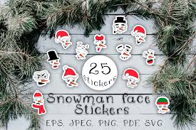 Download Snowman Faces Stickers Christmas Svg Graphic By Ok Design Creative Fabrica SVG Cut Files