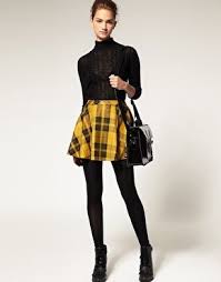 Black And Yellow Checkered Skirt Yellow Tartan Skirt Outfit Ropa De Moda Faldas Amarillas Ropa Estetica