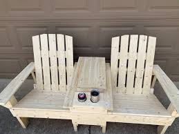 Dual Adirondack Chair With Built In Cooler Etsy In 2020 Folding Picnic Table Bench Picnic Table Bench Folding Picnic Table