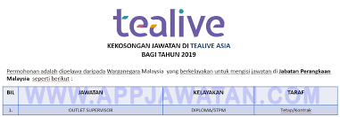 Berikut adalah iklan jawatan kosong kemas 2019 bagi lepasan spm / diploma. Jawatan Kosong Terkini Di Tealive Asia Appjawatan Malaysia