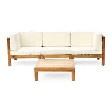 Shop for sofa set online at best prices in india at amazon.in. Buy Dawson Outdoor Sectional Sofa Set With Coffee Table 4 Piece 3 Seater Acacia Wood Outdoor Cushions By Gdfstudio On Dot Bo