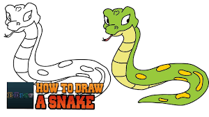 Begin by drawing a curved line to form the top of the head. How To Draw A Snake Cartoon Rattlesnake Easy Step By Step Drawing For Ki Snake Drawing Drawing For Kids Easy Drawings