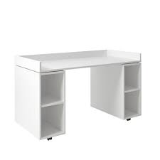 Yaheetech schreibtisch computertisch eckschreibtisch mit ablagen und rollen 80 x 48 x 76 cm für home office schwarz 4 2. Lifetime Schreibtisch In Deckend Weiss Auf Rollen Wallenfels Onlineshop