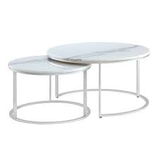 Chrome plating rectangular glass top console table Inspired Home Marley Round Marble Coffee Table Silver Frame Ct131 24ws Lac Rona