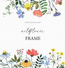 Floral Frame Wildflower Border Clipart Watercolor Clip Art Botanical Meadow Flowers Background Wedding Invitation Png Illustration Printable In 2021 Clip Art Borders Floral Frame Watercolor Clip Art