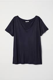 V Neck T Shirt Dark Blue Ladies H M 4 Fashion Clothes Women V Neck T Shirt Black Shirt