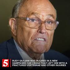 Rudy Giuliani was injured in a car crash in New Hampshire after his vehicle  was struck from behind. The 81-year-old suffered a fractured vertebrae,  lacerations, and other injuries, and was taken to