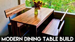 Dining room table bench with back. Modern Walnut Dining Table And Benches How To Build Woodworking Youtube