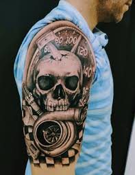 This tattoo has 3d effects. Turbo Skull Arm Tattoos Skulls Ford Tattoo Car Tattoos