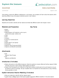 Explore The Seasons Lesson Plan Education Com Lesson Plan Education Com Seasons Lessons Lesson Education Com
